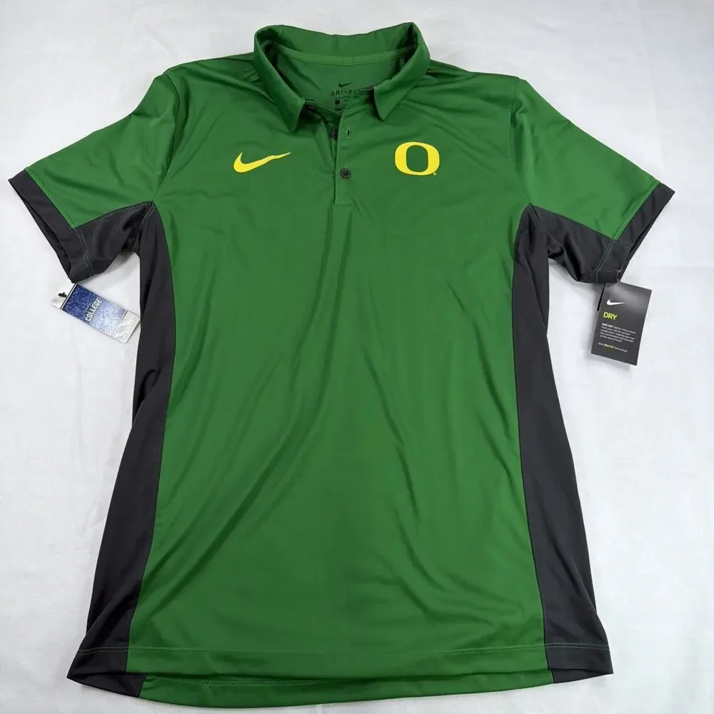 NIKE NCAA Oregon Ducks Dri-Fit Football Polo Shirt Mens Large Green NWT